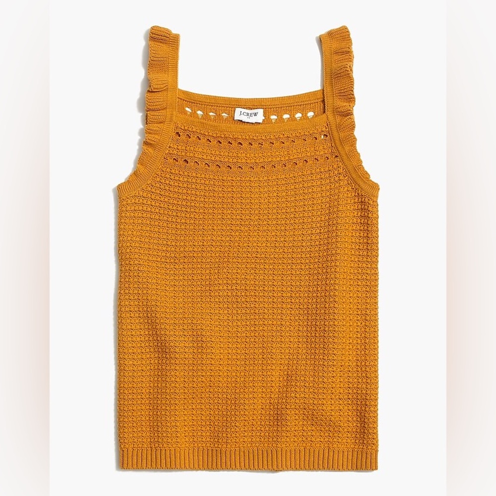 J. CREW Mustard Yellow Ruffle-Trim Tank Sweater | Size Small